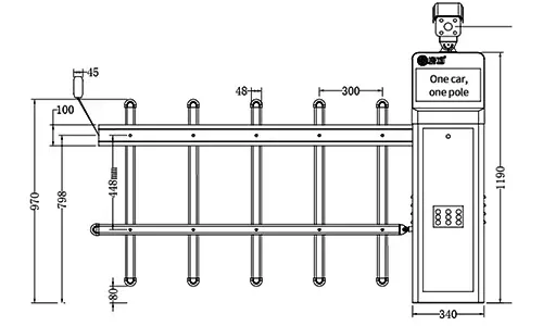 ANPR Fence Bar Boom Barrier Gate Drawing QiGong